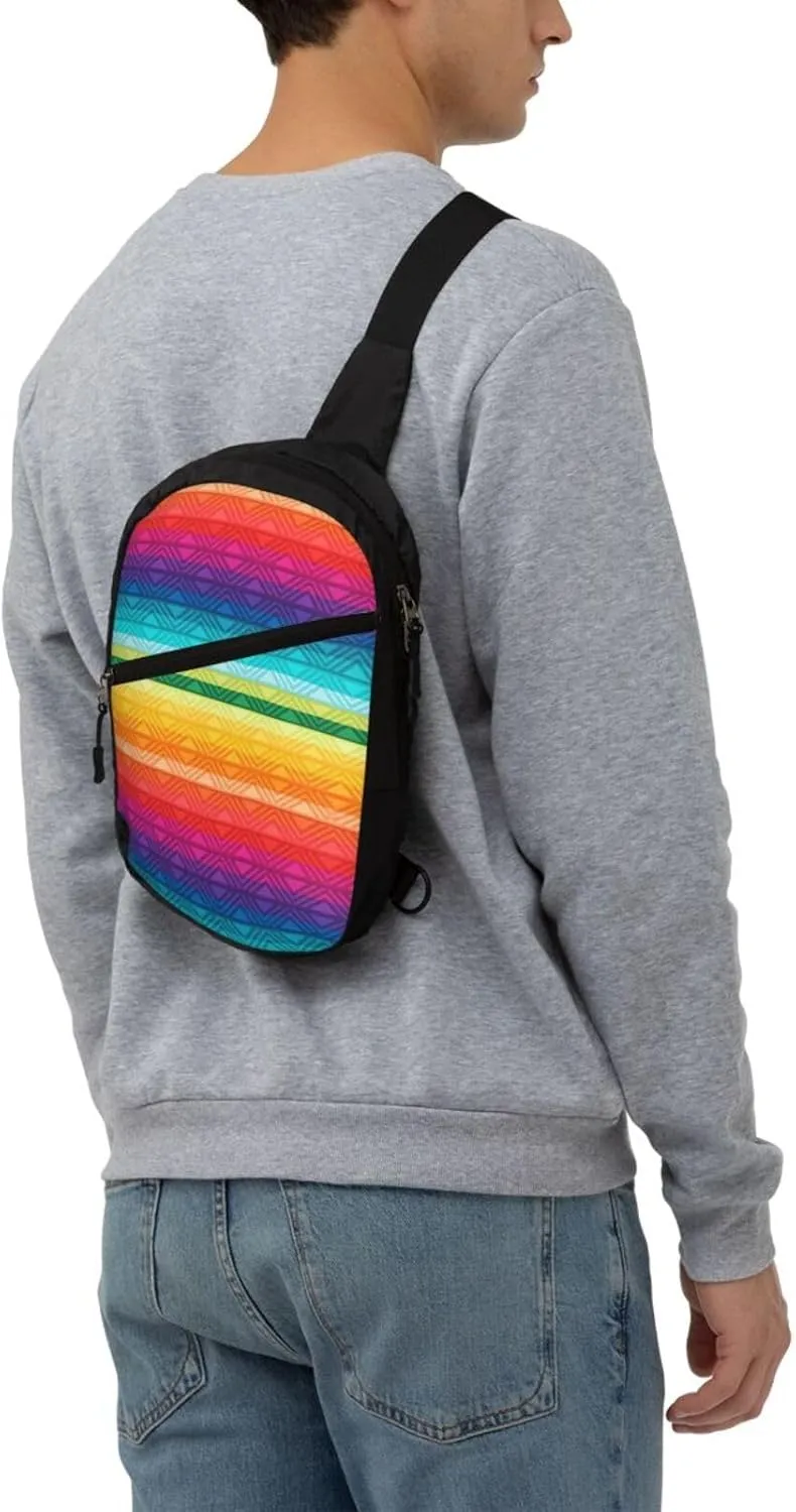 Peru Peruvian LGBT Rainbow Pride Flag Crossbody Bag Portable Sling Bags Foldable Chest Daypack Reusable Sports Shoulder Backpack Diagonally Casual Rucksack Travel Bag