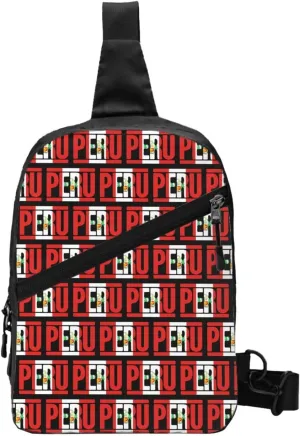 Peruvian Peru Flag Crossbody Bag Portable Sling Bags Foldable Chest Daypack Reusable Sports Shoulder Backpack Diagonally Casual Rucksack Travel Bag