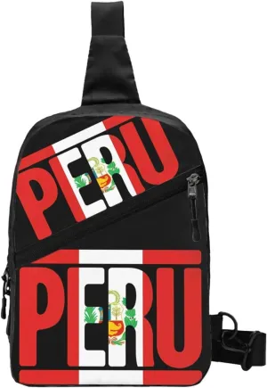Peruvian Peru Flag Crossbody Bag Portable Sling Bags Foldable Chest Daypack Reusable Sports Shoulder Backpack Diagonally Casual Rucksack Travel Tote Bag for Workout