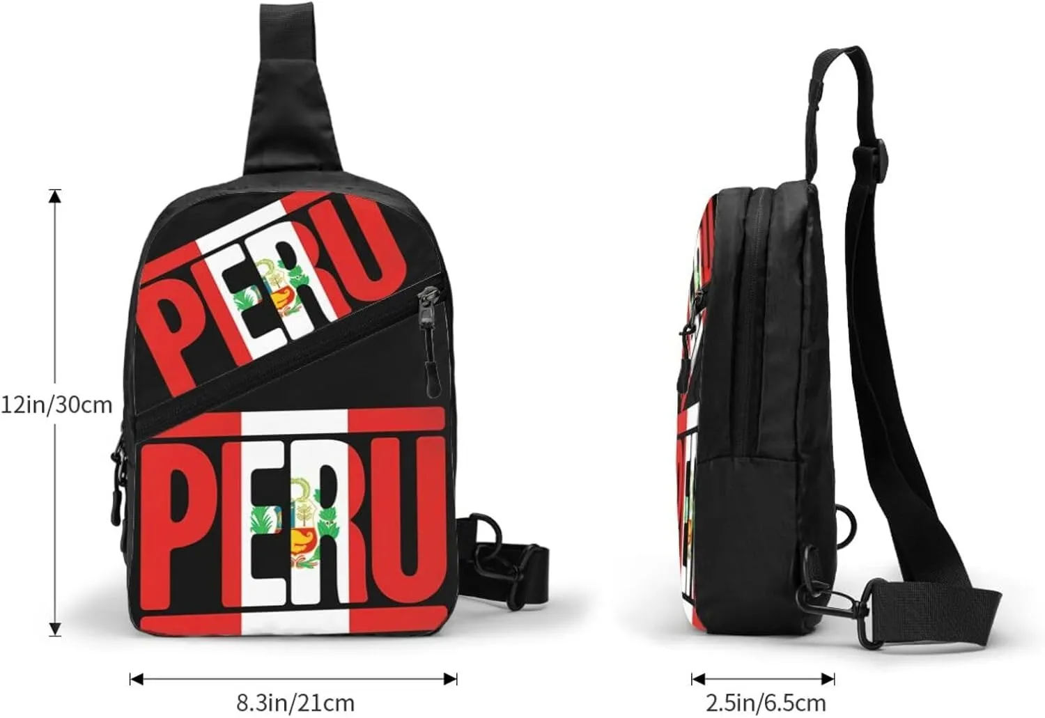 Peruvian Peru Flag Crossbody Bag Portable Sling Bags Foldable Chest Daypack Reusable Sports Shoulder Backpack Diagonally Casual Rucksack Travel Tote Bag for Workout
