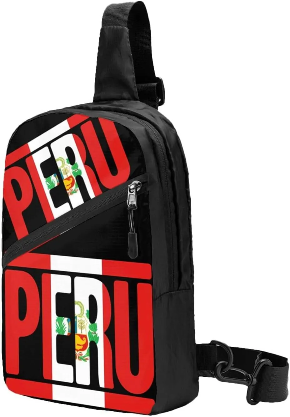 Peruvian Peru Flag Crossbody Bag Portable Sling Bags Foldable Chest Daypack Reusable Sports Shoulder Backpack Diagonally Casual Rucksack Travel Tote Bag for Workout