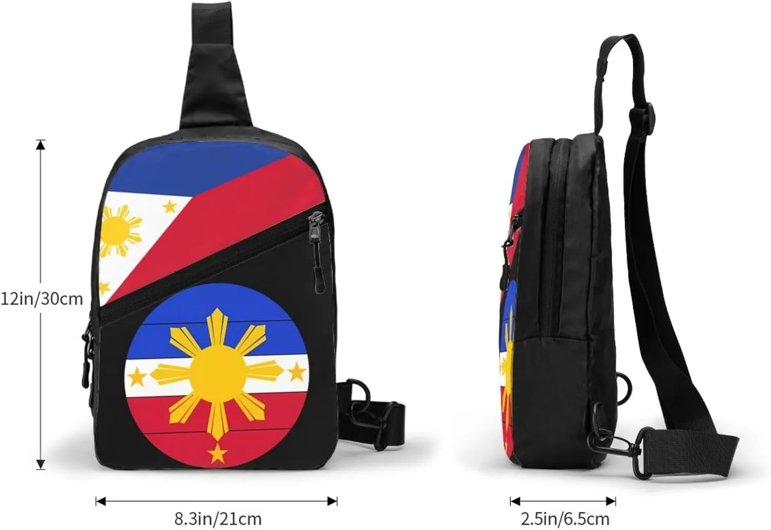 Philippines Sun and Stars Flag Packable Crossbody Bag Portable Sling Bags Foldable Travel Daypack Reusable Sports Shoulder Backpack Diagonally Chest Bag for Workout