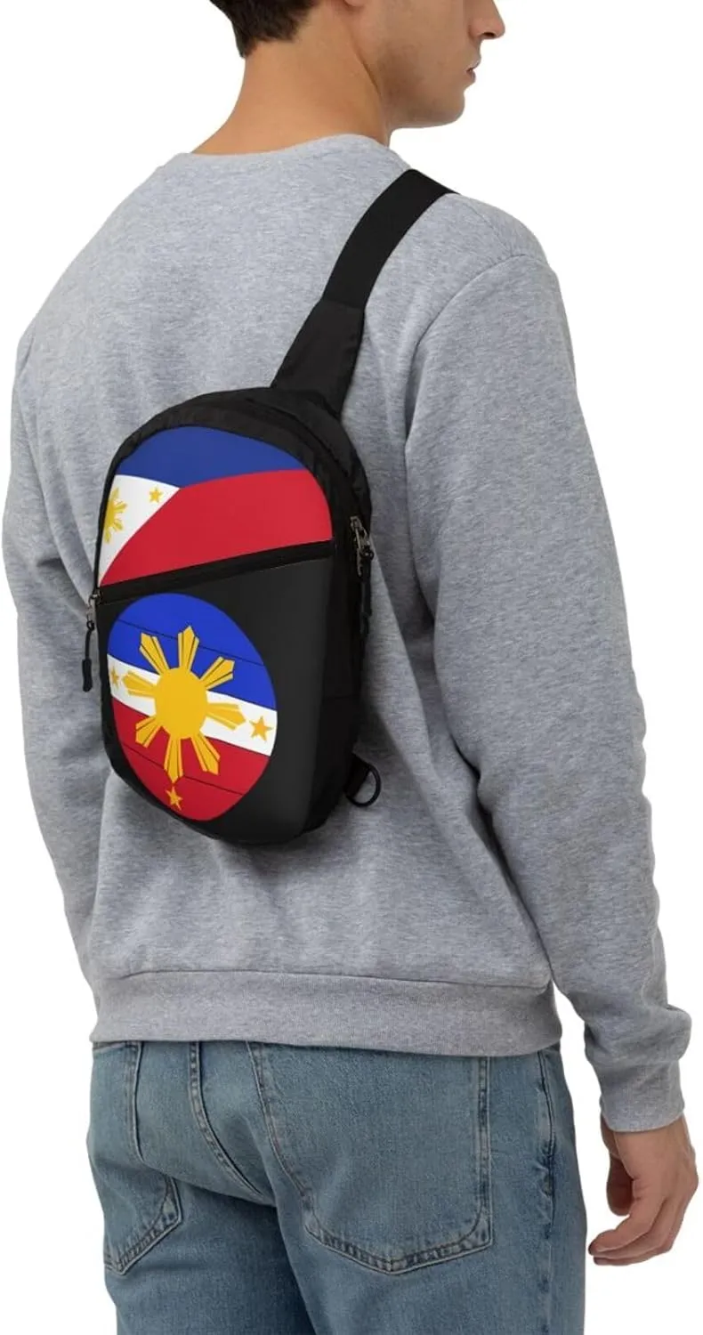 Philippines Sun and Stars Flag Packable Crossbody Bag Portable Sling Bags Foldable Travel Daypack Reusable Sports Shoulder Backpack Diagonally Chest Bag for Workout