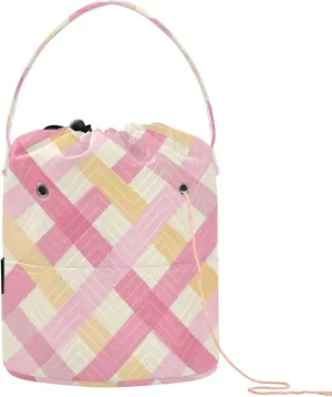 Pink and Yellow Cross Crochet Yarn Bag Crochet Bags Totes Portable Crochet Tote for Crochet Hook Crochet Travel