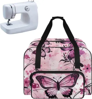 Pink Butterfly Cover for Sewing Machine Flower Sewing Machine Cover Dust Cover Large Sewing Machine Cover Sewing Bags and Totes Organizer Gifts for Mother Parents Home