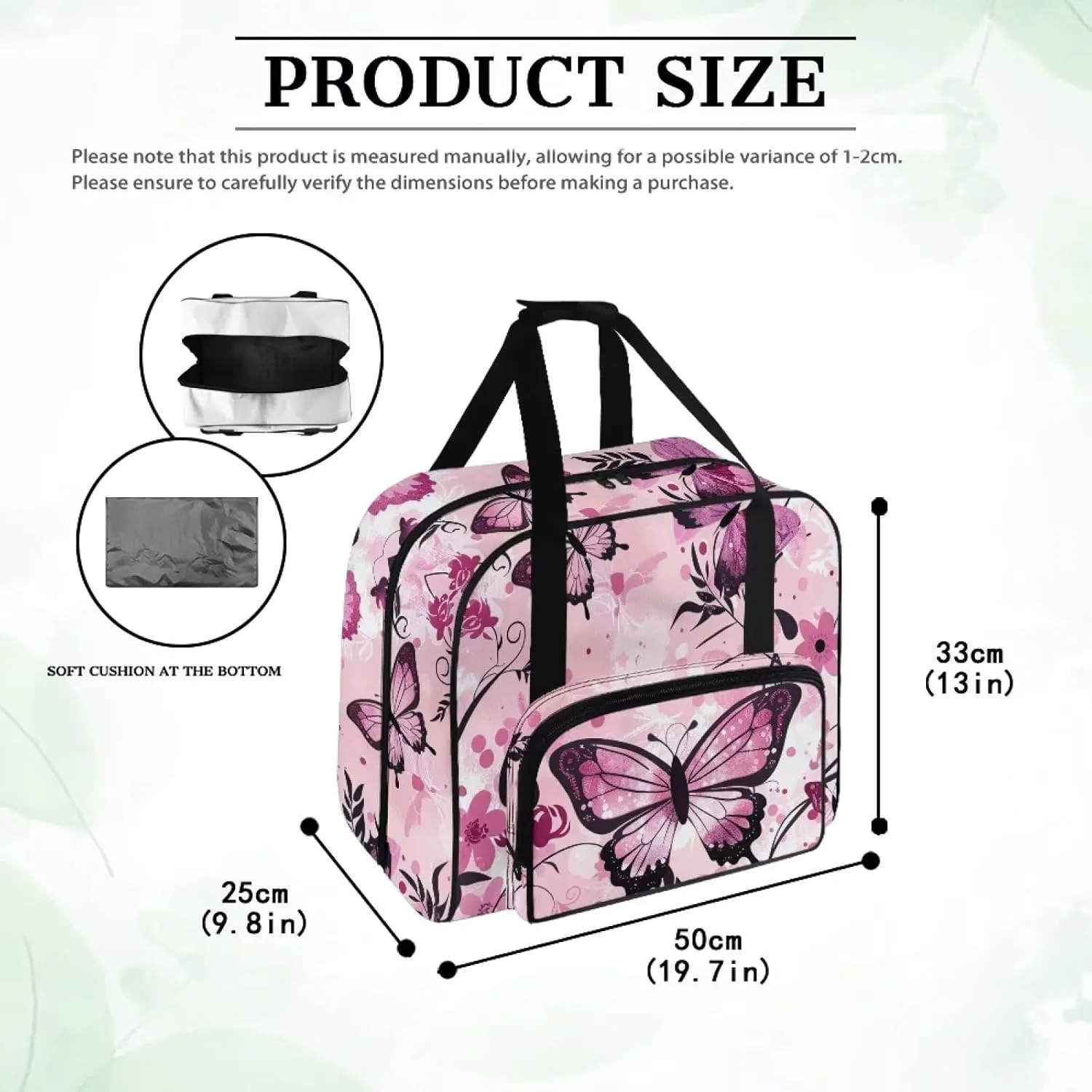 Pink Butterfly Cover for Sewing Machine Flower Sewing Machine Cover Dust Cover Large Sewing Machine Cover Sewing Bags and Totes Organizer Gifts for Mother Parents Home
