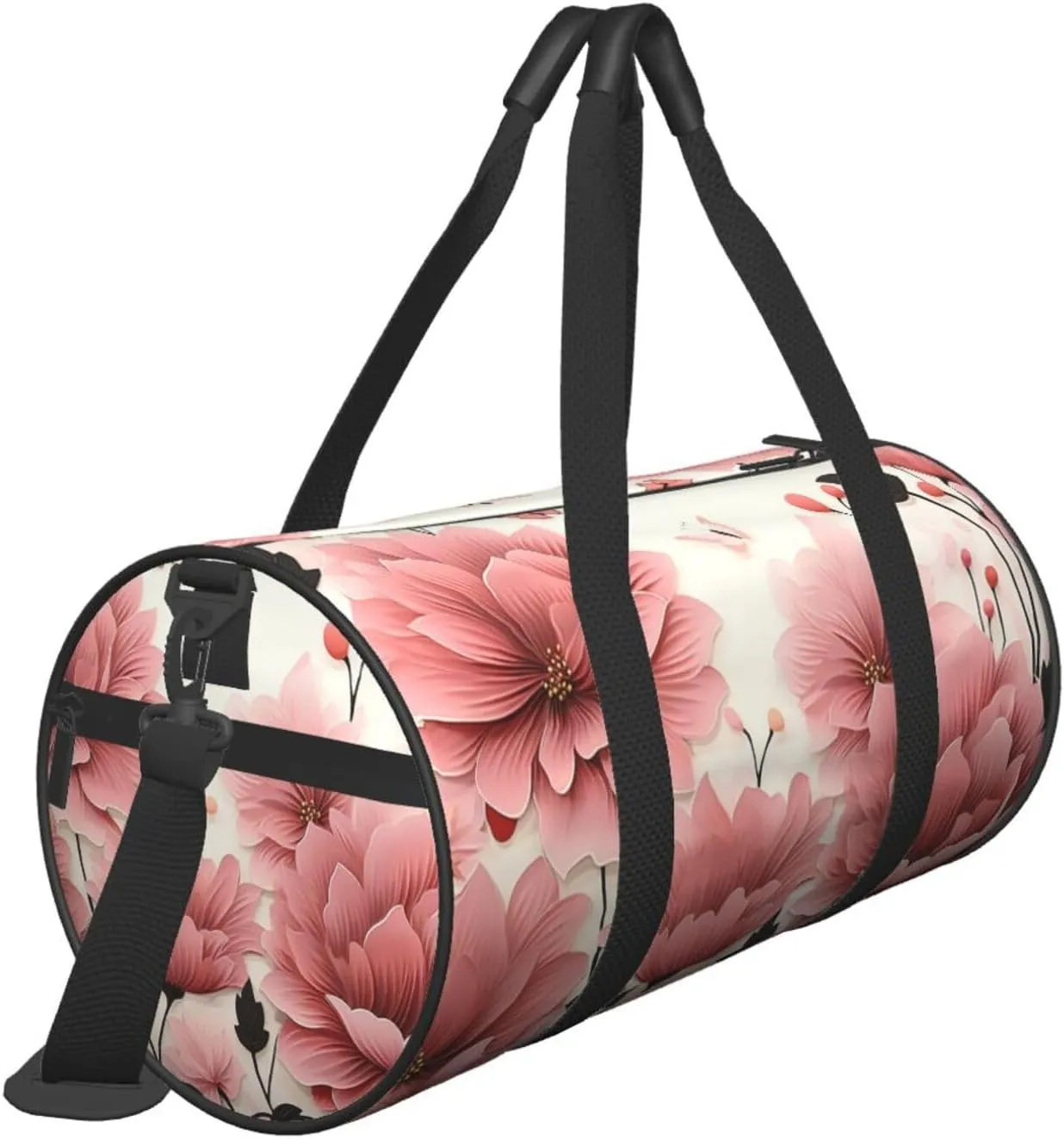 Pink flower pattern Travel Duffle Bag for Men Women Sport Gym Bag Foldable Weekender Bag Carry on Overnight Bag for Travel Swimming Basketball
