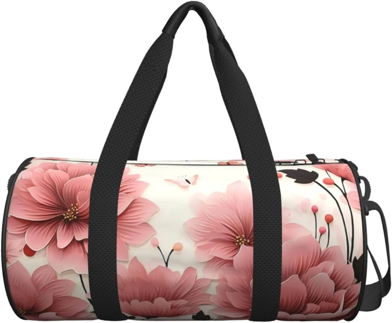 Pink flower pattern Travel Duffle Bag for Men Women Sport Gym Bag Foldable Weekender Bag Carry on Overnight Bag for Travel Swimming Basketball