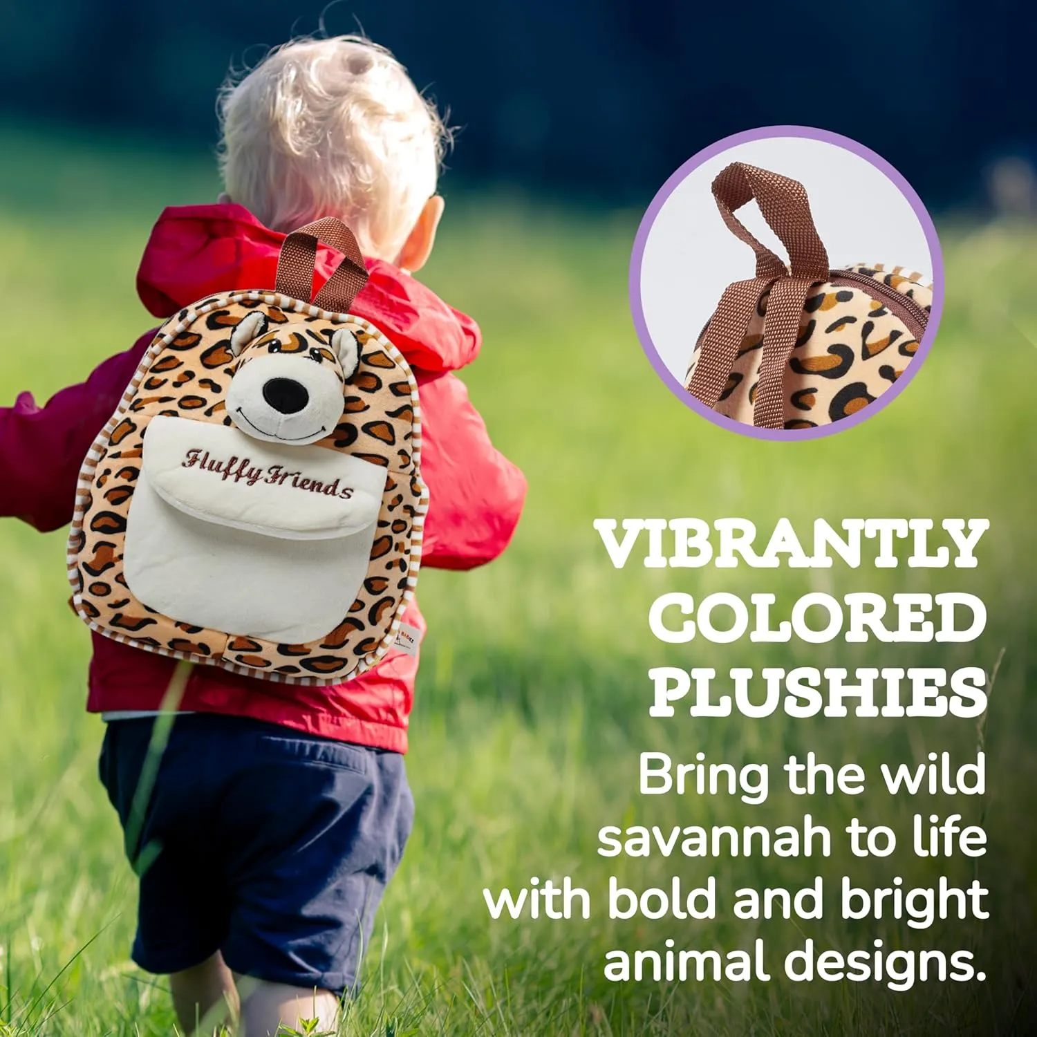 PixieCrush Savannah Plushies in Stuffed Animal Backpack - Plush Mini Backpack for Toddlers Age 2-4 - Multicolor - Soft Textiles - Kids Backpack with 5 Small Animals