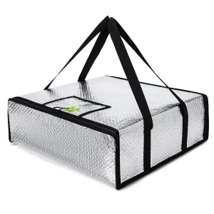 Pizza Bags for Delivery 20" X 20" X 6" - Moisture-Free, Professional Thermal Pizza Warmer, Heavy-Duty Pizza Delivery Bag, Suitable for Restaurants,Picnic Uber Eats & Door Dash（Silver）