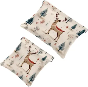 Pocket Cosmetic Bag Squeeze Top, Cute Christmas Elk-73 Waterproof Travel Makeup Bag for Purse, Portable Mini Makeup Pouch No Zipper for Women
