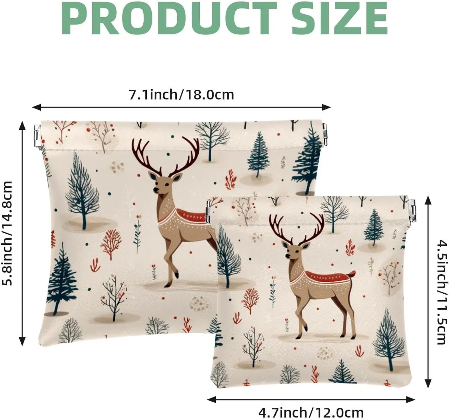 Pocket Cosmetic Bag Squeeze Top, Cute Christmas Elk-73 Waterproof Travel Makeup Bag for Purse, Portable Mini Makeup Pouch No Zipper for Women