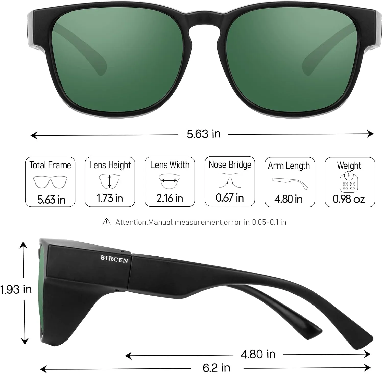 Polarized Fit Over Sunglasses: Wrap Around Over Glasses Sunglass for Men Women UV Protection
