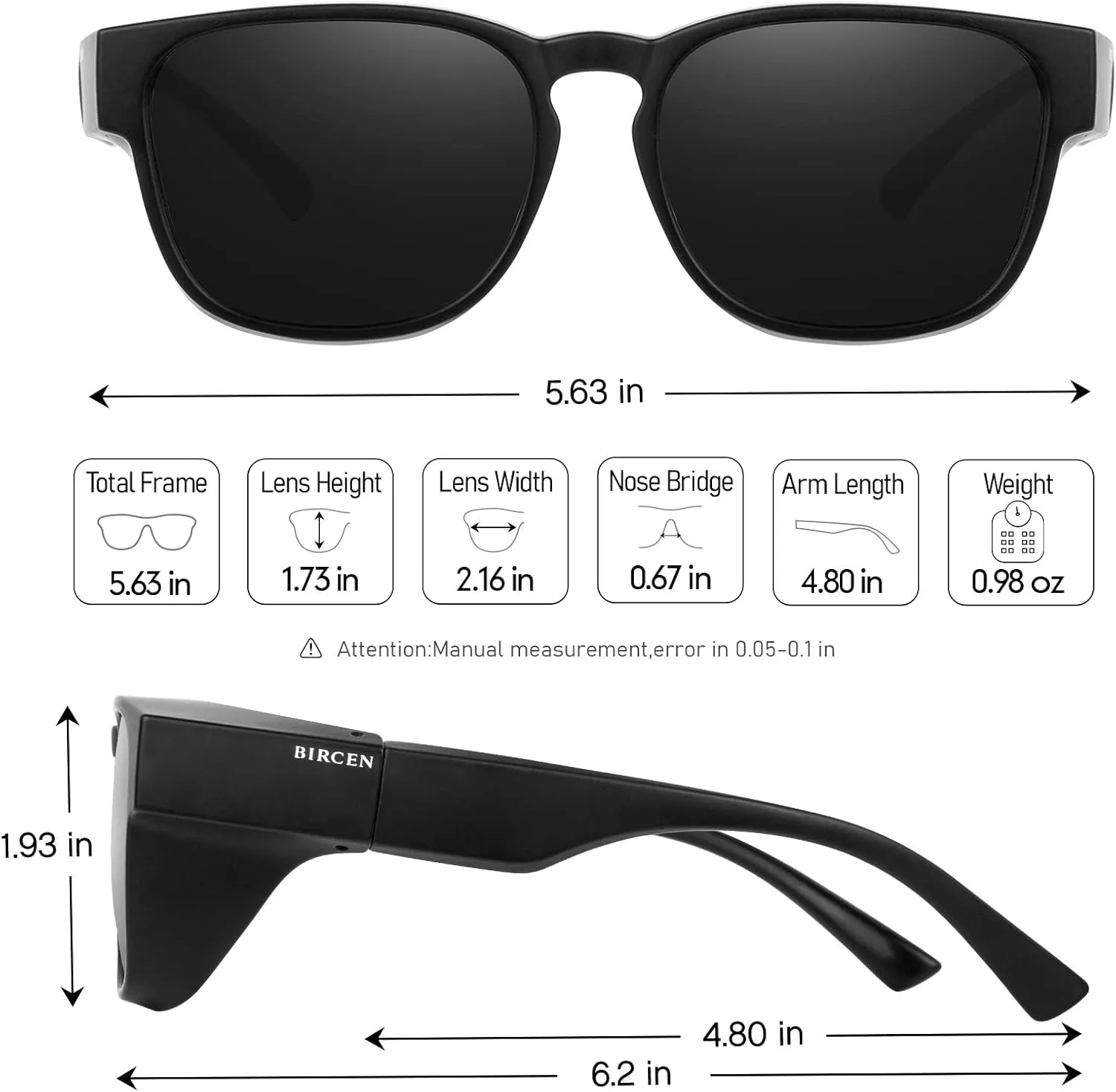 Polarized Fit Over Sunglasses: Wrap Around Over Glasses Sunglass for Men Women UV Protection
