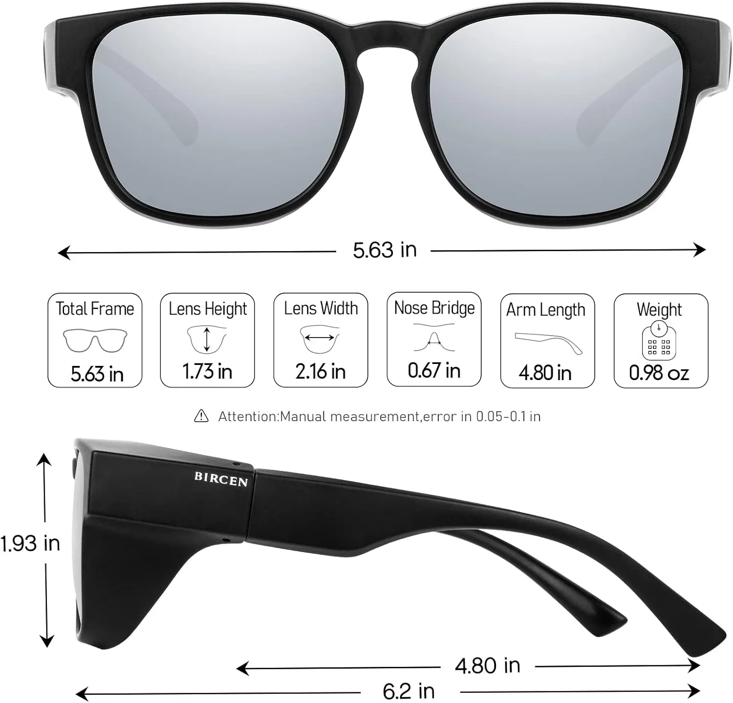 Polarized Fit Over Sunglasses: Wrap Around Over Glasses Sunglass for Men Women UV Protection