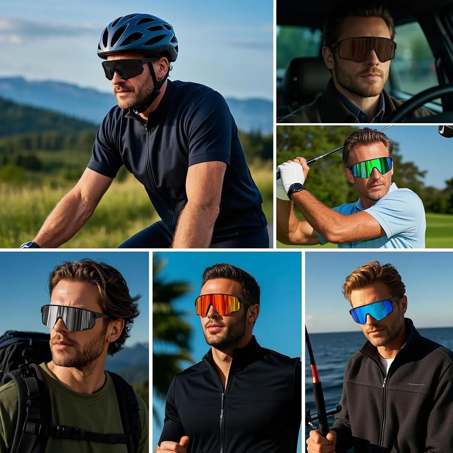 Polarized Sports Sunglasses for Men Women UV Protection Cycling Bike Running Wrap Around Sun Glasses