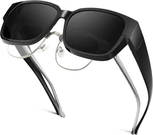 Polarized Sunglasses Fit Over Glasses for Men Women, Oversized Square Sun Glasses, 100% UV400 Protection, Ultra Lightweight