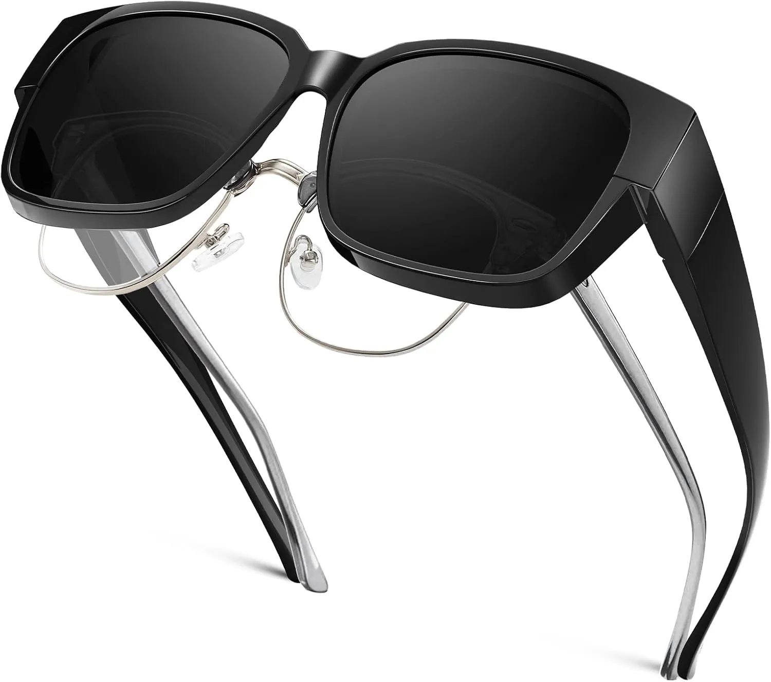 Polarized Sunglasses Fit Over Glasses for Men Women, Oversized Square Sun Glasses, 100% UV400 Protection, Ultra Lightweight