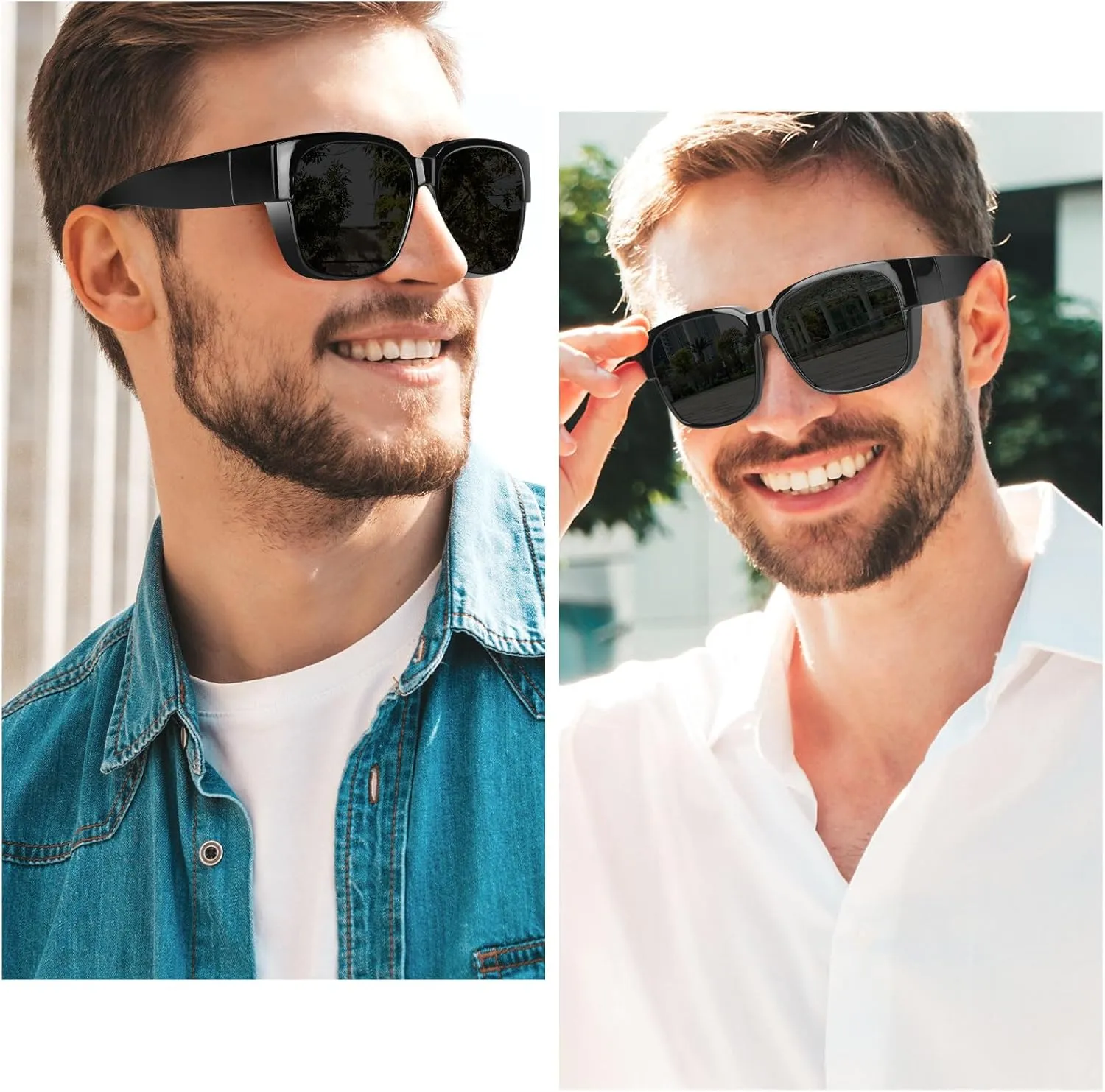 Polarized Sunglasses Fit Over Glasses for Men Women, Oversized Square Sun Glasses, 100% UV400 Protection, Ultra Lightweight