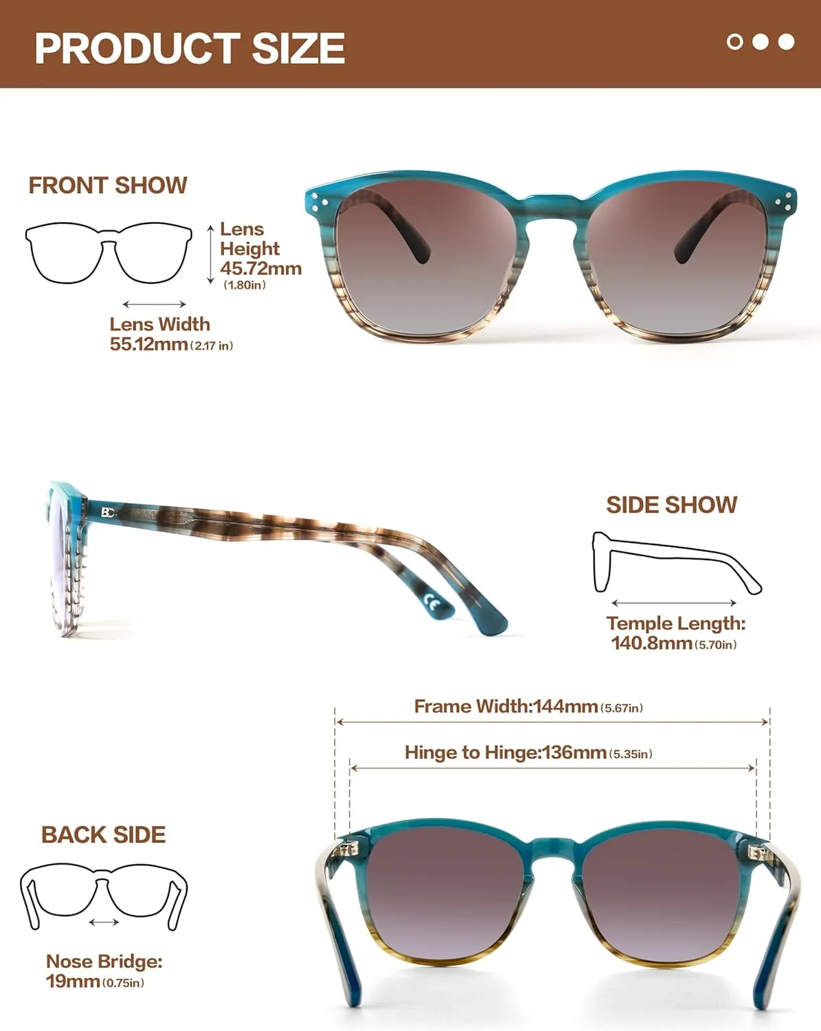 Polarized Sunglasses For Women UV - Protection Womens Trendy Fashion Large Shades With Acetate Frame BC2110