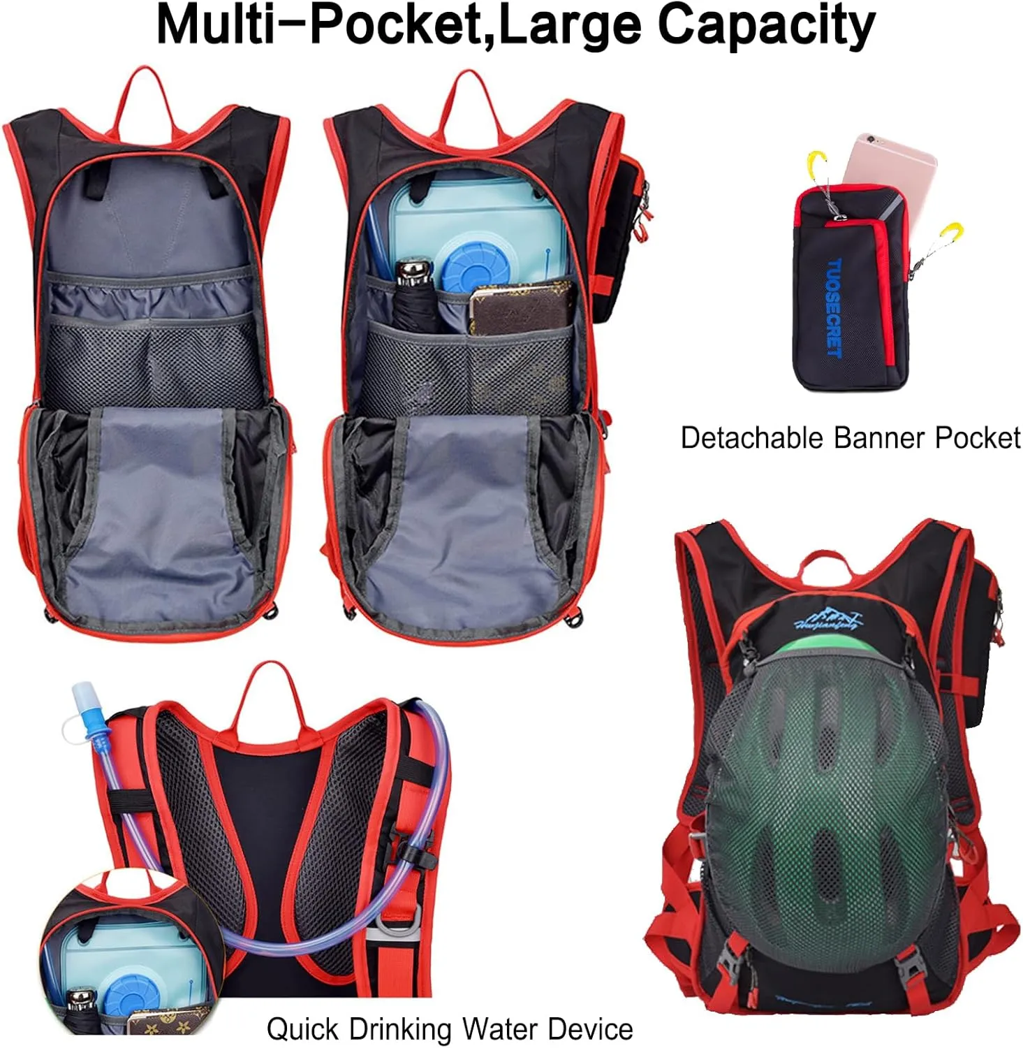 PORRASSO Hiking Backpack 19L Rucksack Breathable Daypack Lightweight Backpack Hydration Pack for Women Men Camping Trekking Cycling Climbing Outdoor Sports Green