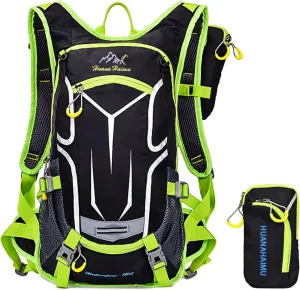 PORRASSO Hiking Backpack 19L Rucksack Breathable Daypack Lightweight Backpack Hydration Pack for Women Men Camping Trekking Cycling Climbing Outdoor Sports Green