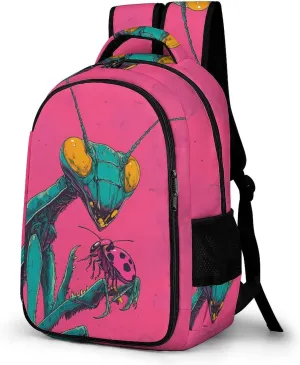 Praying Mantis Ladybugs Insect Unisex Backpack Casual Daypacks Dual Compartment Shoulders Bag for Camping Hiking Travel Gear
