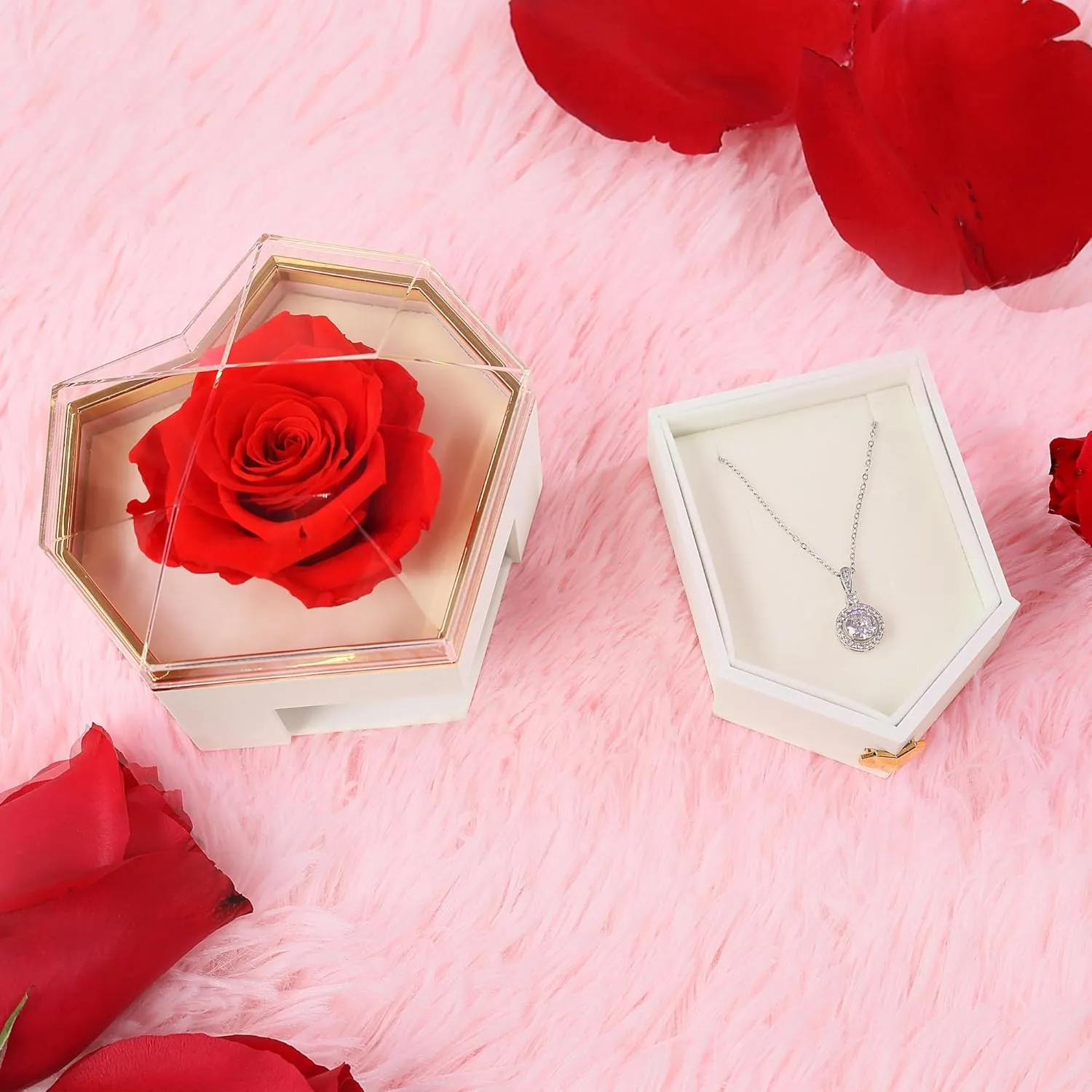 Preserved Flowers for Mom Preserved Roses Bouquet Gift Box Delivery Mother's Day Birthday Anniversary Prime Flores Eternal Love Red Rosas Real Natural Angel Heart Regalo Women Regalos