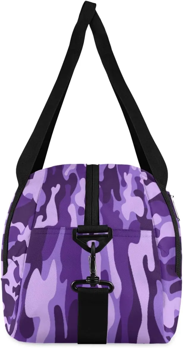Purple Camouflage Custom Kids Duffel Bags Personalized Customized Girls Dance Bag Custom Name Sports Gym Bag Foldable Overnight Weekender Sleepover Carry On Travel Tote Bag for Boys Girls