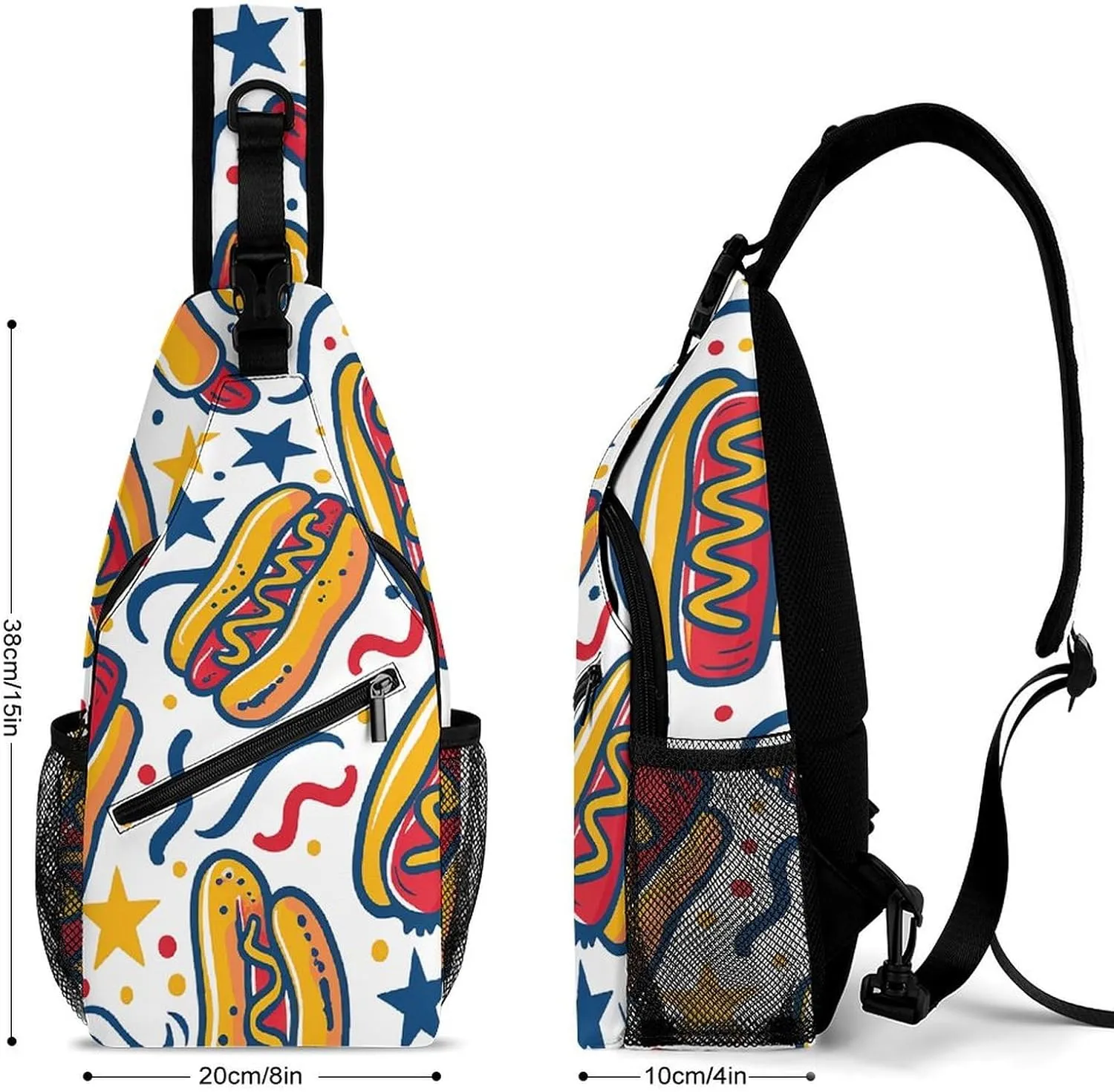 Purple Love Pattern Sling Bag Lightweight Crossbody Chest Pack Travel Shoulder Bag with Adjustable Strap