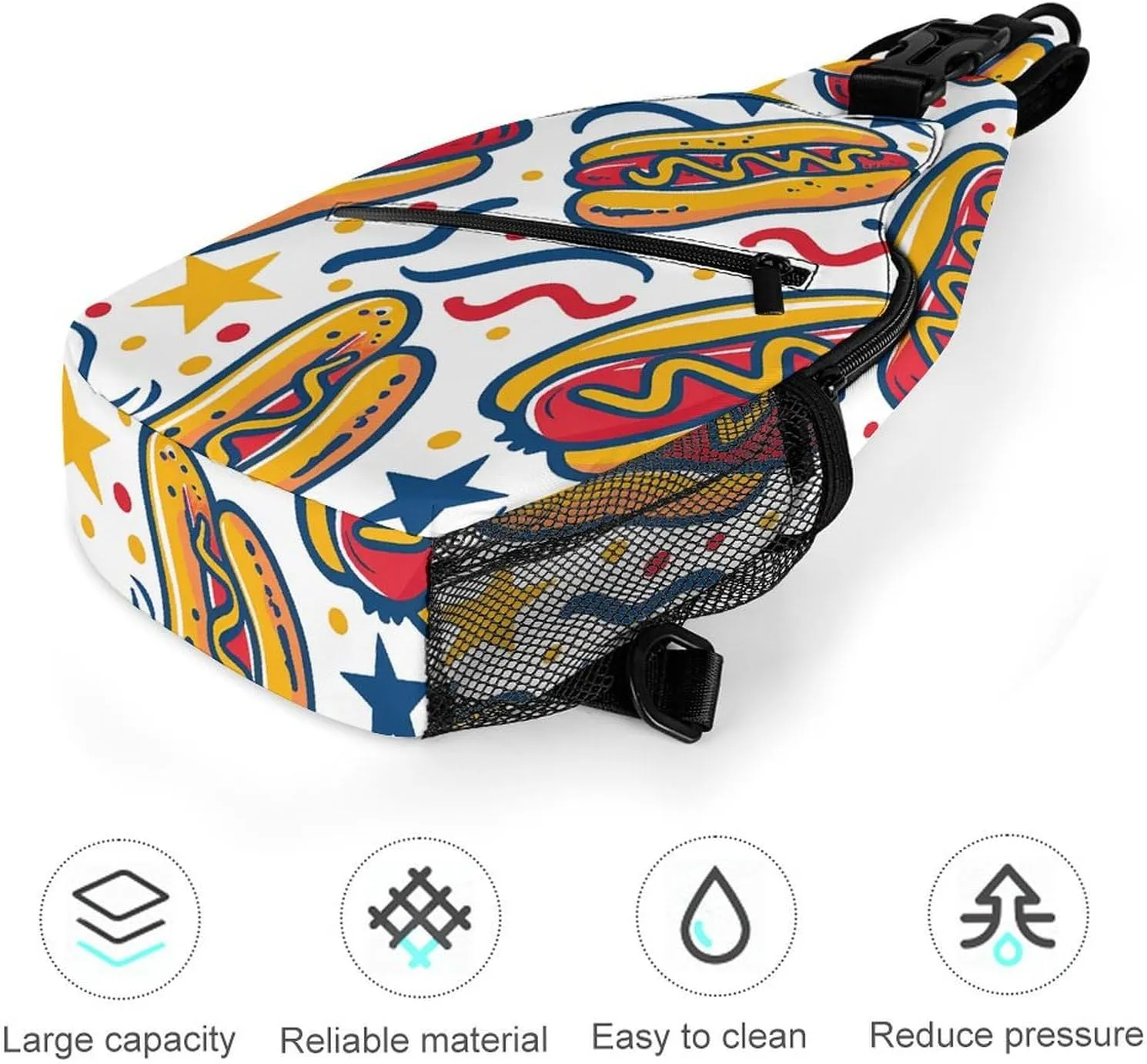 Purple Love Pattern Sling Bag Lightweight Crossbody Chest Pack Travel Shoulder Bag with Adjustable Strap