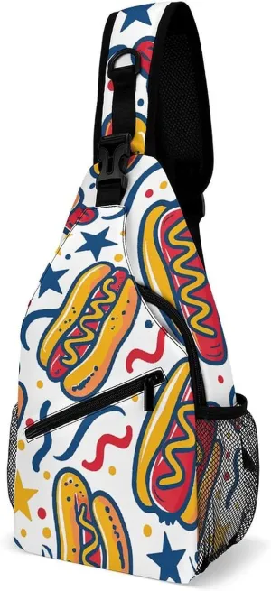 Purple Love Pattern Sling Bag Lightweight Crossbody Chest Pack Travel Shoulder Bag with Adjustable Strap