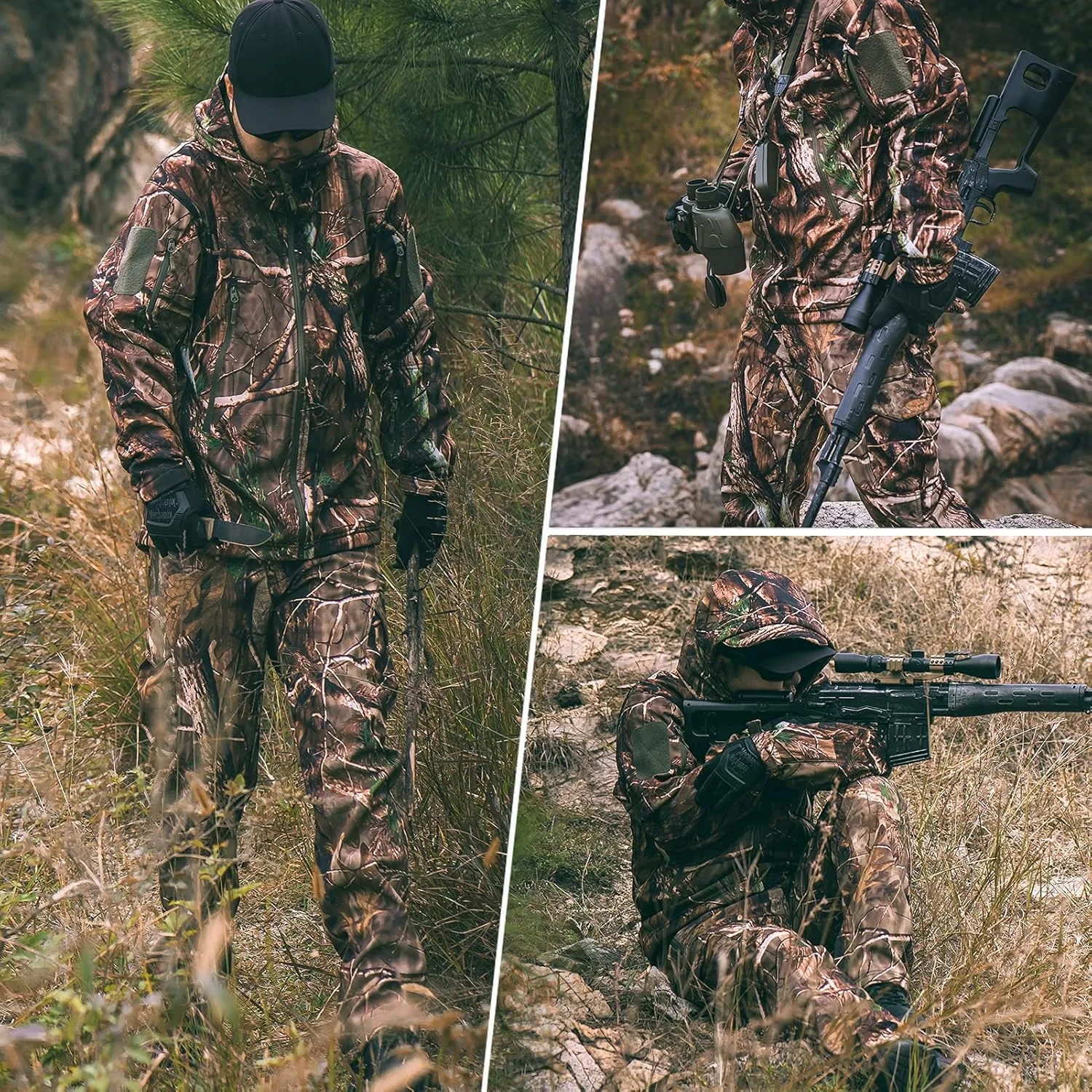 Quiet Hunting Clothes Suit Clothing Gear Camouflage Hoodie Jacket Pants