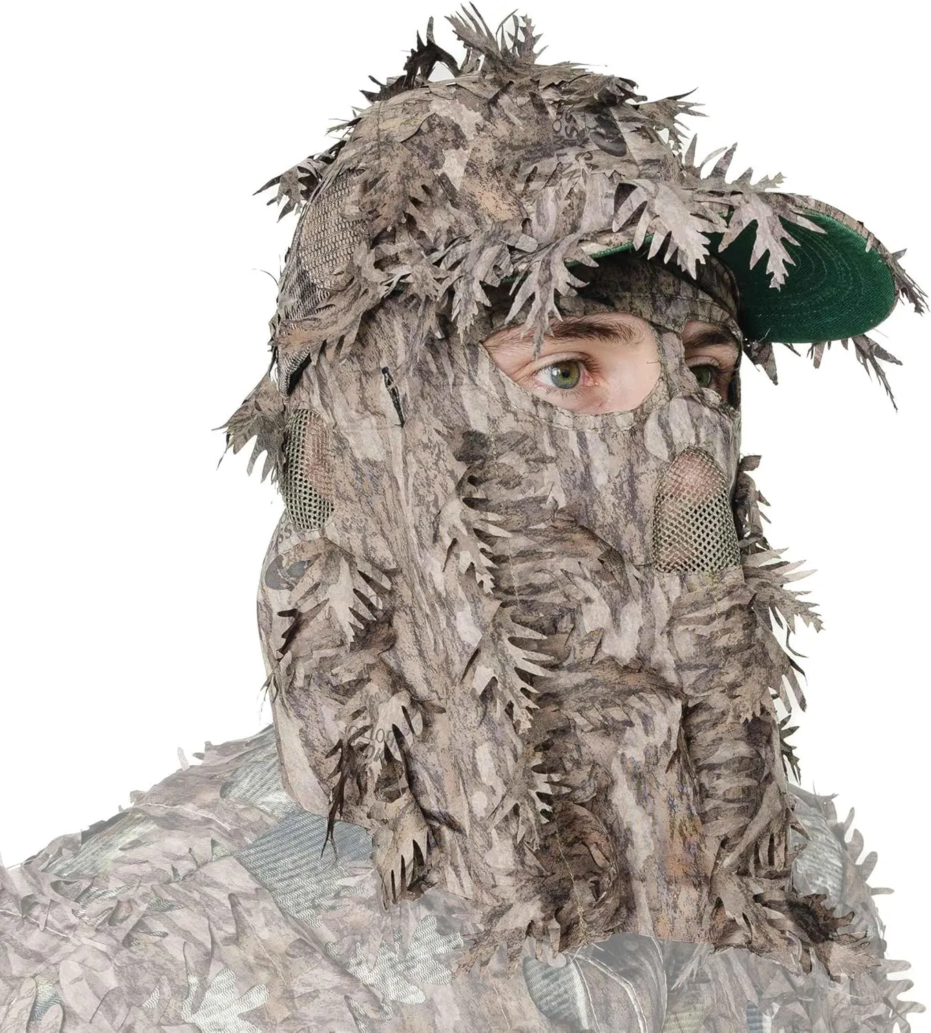 QuikCamo Lightweight 3D Leafy Camo Face Mask & Hat for Hunting, OSFM Adjustable Camouflage Hat, Mossy Oak & Realtree