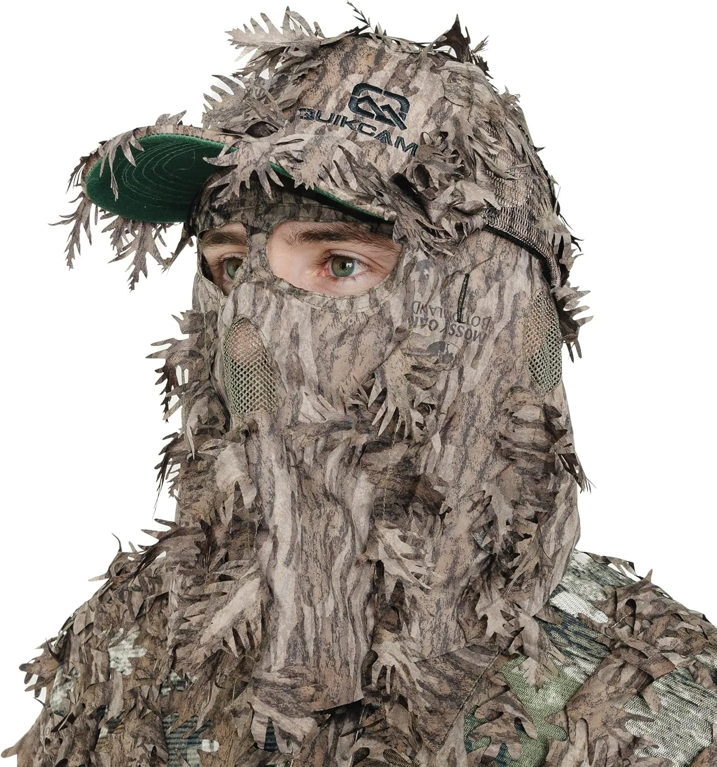 QuikCamo Lightweight 3D Leafy Camo Face Mask & Hat for Hunting, OSFM Adjustable Camouflage Hat, Mossy Oak & Realtree