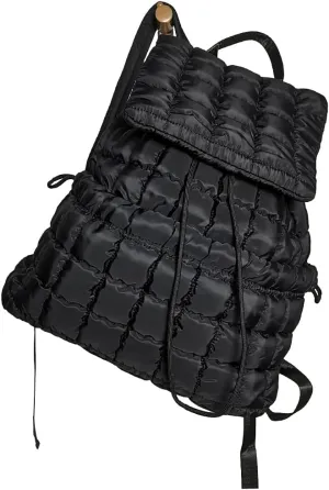Quilted Backpack for Women - Lightweight Puffer Quilted Travel Backpack, Puffer Travel Bag for Casual Daypack (Black)