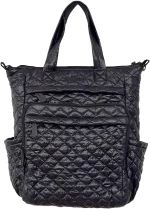 Quilted Nylon Dance Cali Backpack, Multiple Pockets, Black and Pink, The Tiler Peck Collection - BP04 (Black)
