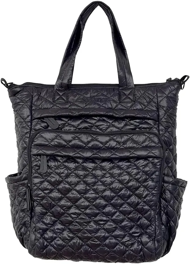 Quilted Nylon Dance Cali Backpack, Multiple Pockets, Black and Pink, The Tiler Peck Collection - BP04 (Black)