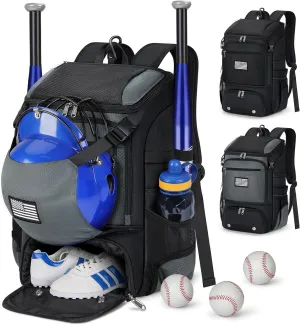 RAINSMORE Baseball Backpack Lightweight Softball Bag for Youth & Adults with Dual Helmet Storage, Shoe Compartment & Fence Hook Baseball Bag, T-Ball Bag for Games Equipment & Travel Gear