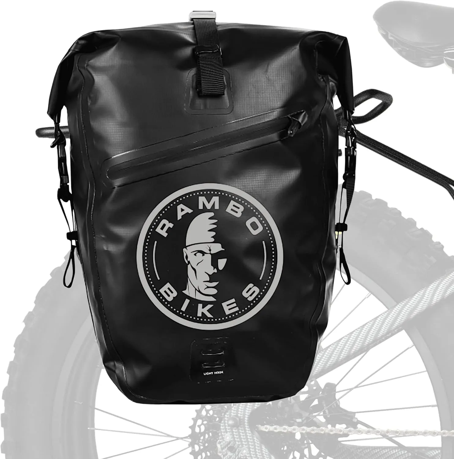 Rambo Bikes Waterproof Bag - 27L Capacity Pannier Bike Bag - Durable and Multifunctional Bike Storage Saddle Bag - Waterproof and Wear-Resistant Double Coated PVC - Secure and Easy Attach System