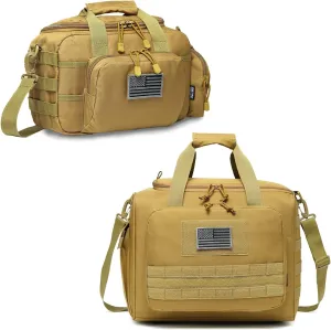 Range Bag Small for 2X Pistol (Tan)   Range Bag Large for 4  Pistol (Tan), Lockable Zipper, Durable material, Compact Design