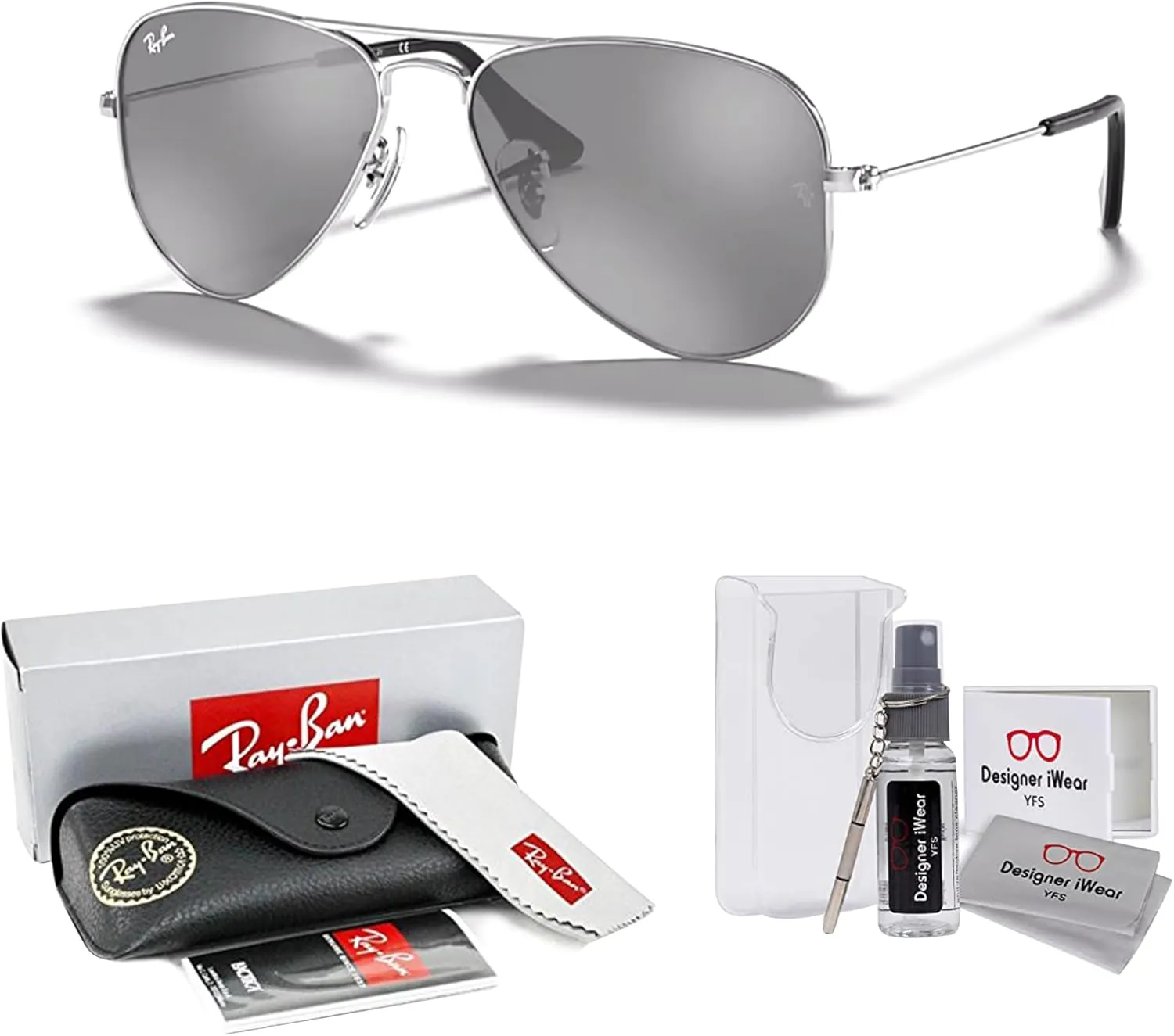 Ray-Ban Junior Kids' Aviator RJ9506S Aviator Sunglasses for Junior Kids'   BUNDLE With Designer iWear Eyewear Kit