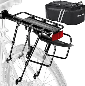 Rear Bike Rack,310 LB Capacity Solid Bearings Bike Cargo Rack w/Fender & Large Size Reflective,Quick Release Mountain Road Bicycle Rear Racks,Universal Bike Luggage Touring Carrier Rack,YONTUO