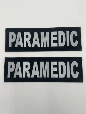 REDEMPTION TACTICAL 2 Pack Paramedic 3x10 Reflective Patches for Front and Back of Vest Hook and Loop