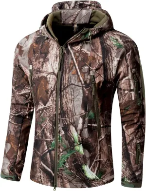 ReFire Gear Men's Soft Shell Military Tactical Jacket Outdoor Camouflage Hunting Fleece Hooded Coat