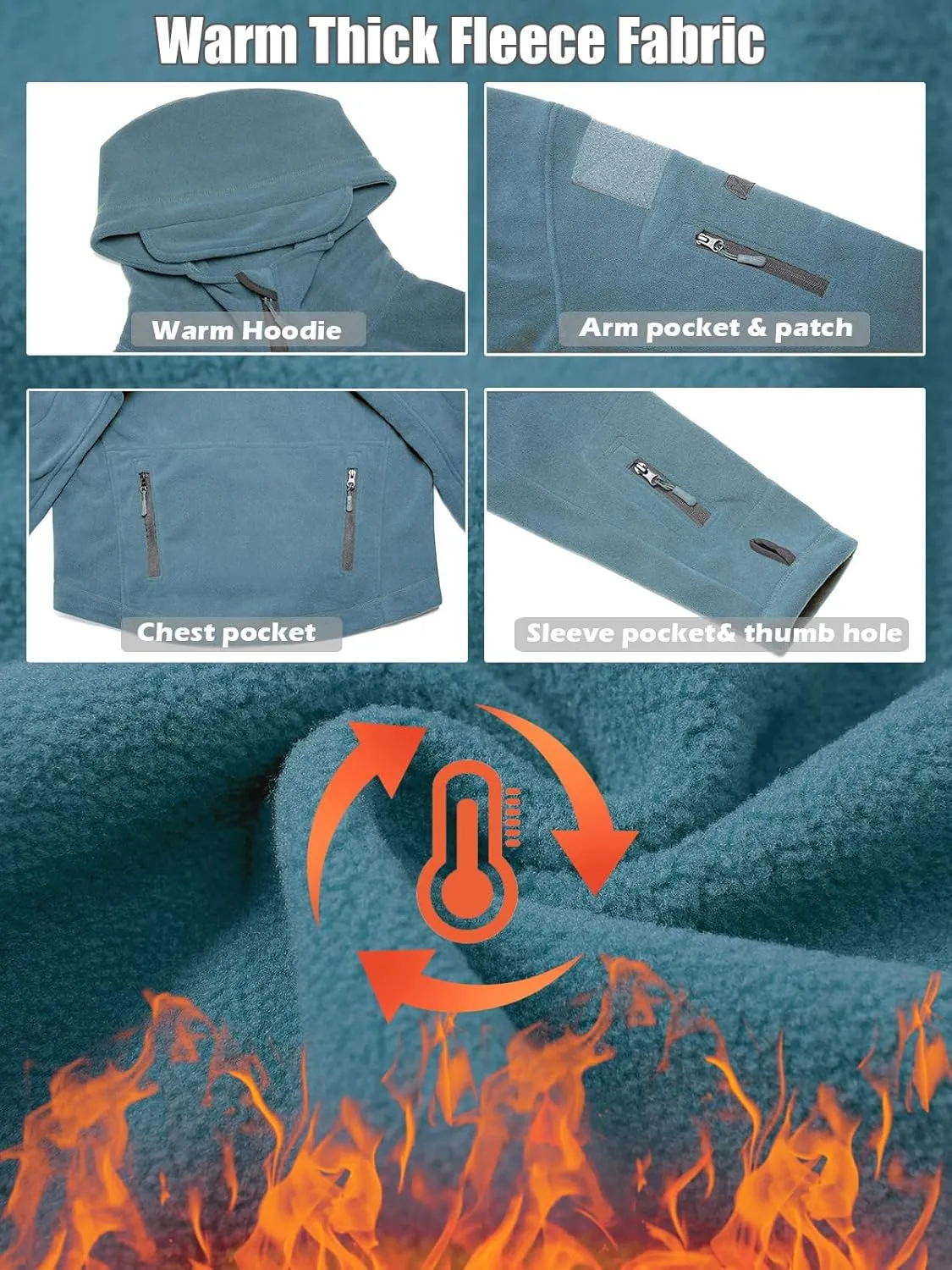 ReFire Gear Men's Warm Military Tactical Sport Fleece Hoodie Jacket