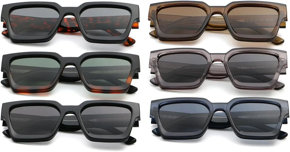 Retro Square Frame Sunglasses Thick Cp Acetate Temple Polarized Sun Glasses Uv400 Unisex Sun Shades