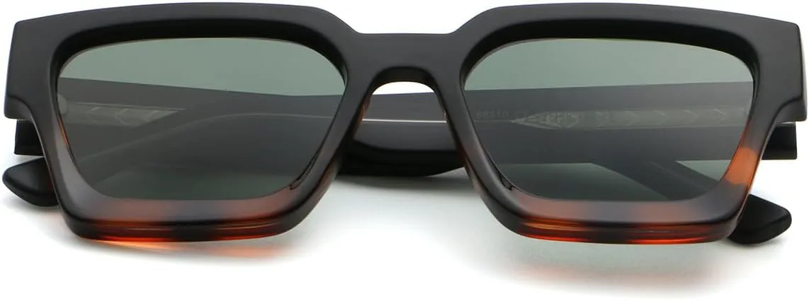 Retro Square Frame Sunglasses Thick Cp Acetate Temple Polarized Sun Glasses Uv400 Unisex Sun Shades