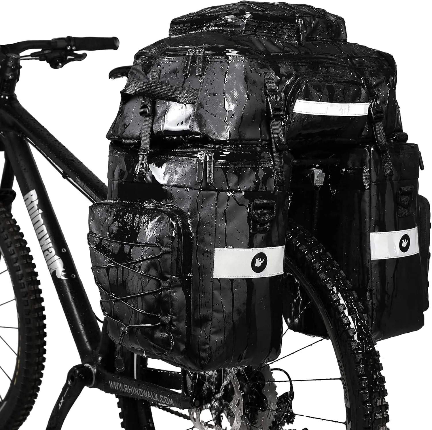 Rhinowalk 3 in 1 Bike Pannier Bag Multifunctional Bicycle Rear Rack Carrier Bag Backpack with Raincover