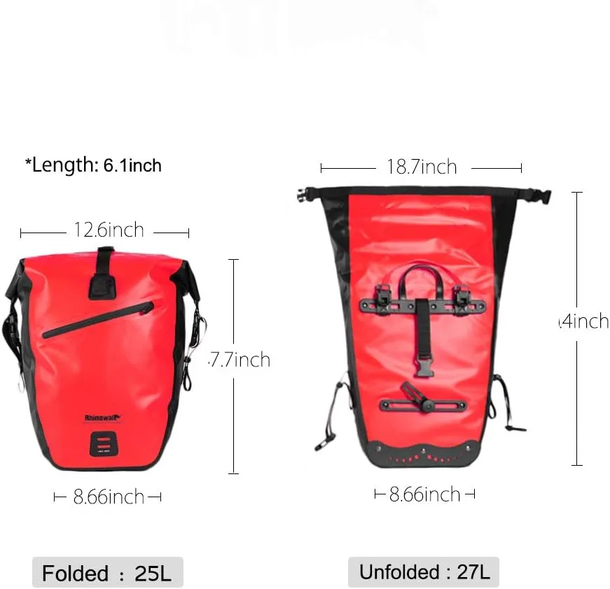 Rhinowalk Bike Bag Waterproof Bike Pannier Bag 27L,(for Bicycle Cargo Rack Saddle Bag Shoulder Bag Laptop Pannier Rack Bicycle Bag Professional Cycling Accessories)